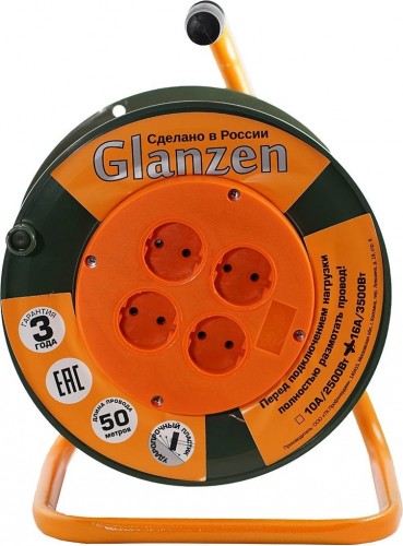 Удлинитель на катушке GLANZEN EB-50-006 ПВС 2х1,5  50м - изображение 3