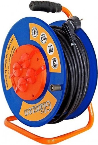 Удлинитель на катушке GLANZEN EB-50-010 КГ 3х2,5  50м (металлическая катушка)