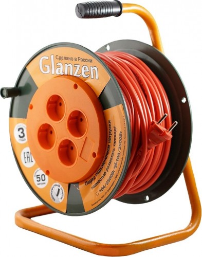 Удлинитель на катушке GLANZEN EB-50-006 ПВС 2х1,5  50м