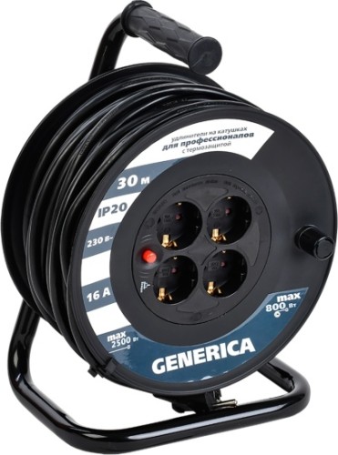 Удлинитель на катушке IEK GENERICA УК30 4х30м, 3х1.5 термозащита WKP20-16-04-30-G