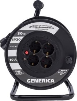 Удлинитель на катушке IEK GENERICA УК30 4х30м, 3х1 термозащита WKP10-10-04-30-G