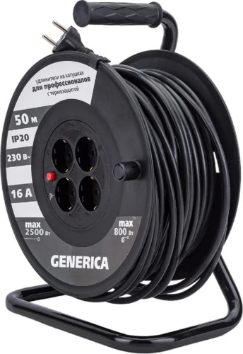 Удлинитель на катушке IEK GENERICA УК50 4х50м, 3х1.5 термозащита WKP20-16-04-50-G - изображение 2