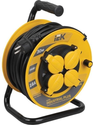 Удлинитель на катушке IEK Industrial plus УК30 4х30м с заземл. 3х1.5 термозащита WKP15-16-04-30-44