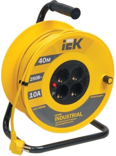 Удлинитель на катушке IEK Industrial УК40 4х40м с заземл. 3х1 термозащита WKP14-10-04-40