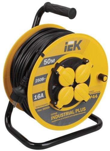 Удлинитель на катушке IEK Industrial УК50 4х50м с заземл. 3х1.5 термозащита WKP15-16-04-50