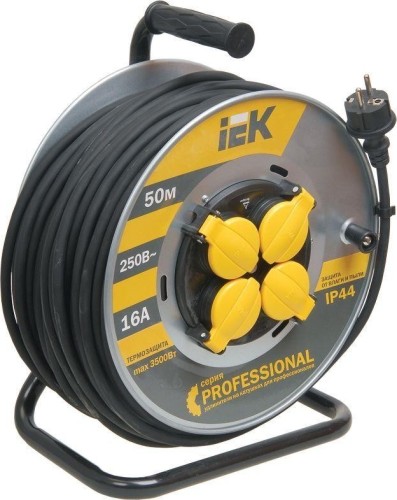 Удлинитель на катушке IEK Professional УК50 с заземл. кг 3х1.5 метал. катушка, термозащита WKP16-16-04-50-44