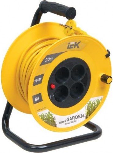 Удлинитель на катушке IEK УК20 2Р/20м 2х0,75мм Garden с термозащитой 4 места WKP23-06-04-20
