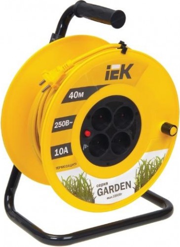 Удлинитель на катушке IEK УК40 2Р/40м 2х1,0мм Garden с термозащитой 4 места WKP23-10-04-40
