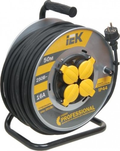 Удлинитель на катушке IEK УК50 PROFESSIONAL 3х2,5мм КГ IP44 50м с термозащитой WKP17-16-04-50-44