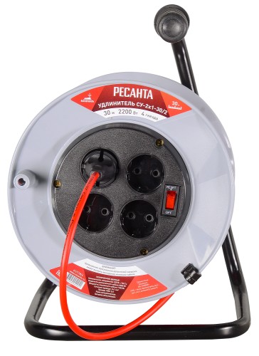 Удлинитель на катушке Ресанта СУ-2х1-50/2 силовой (с выкл., 4 розетки) 61/118/5 - изображение 2