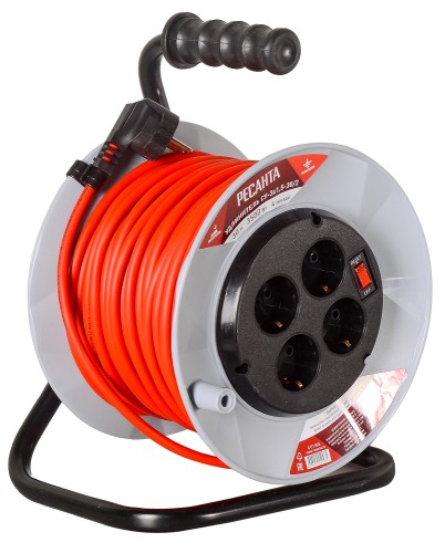 Удлинитель на катушке Ресанта СУ-3х1,5-30/2 силовой (с выкл., 4 розетки) 61/118/6