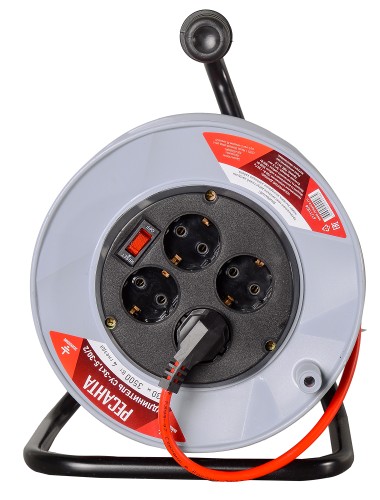 Удлинитель на катушке Ресанта СУ-3х1,5-30/2 силовой (с выкл., 4 розетки) 61/118/6 - изображение 2