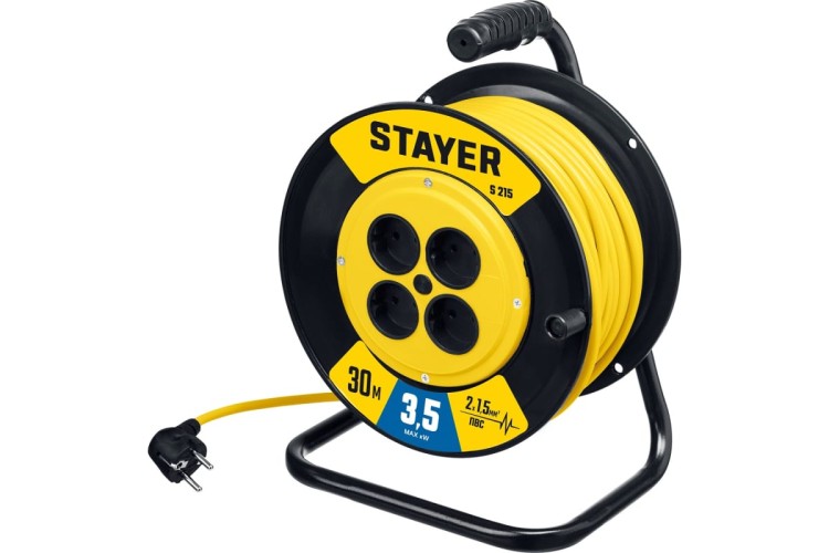 Удлинитель на катушке STAYER 55072-30 силовой пвс 2х1.5 30м 3500вт, s 215