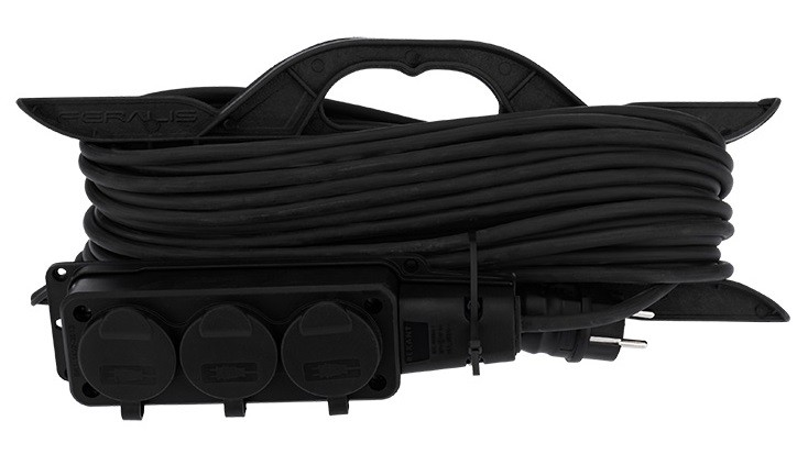 Удлинитель на рамке REXANT 11-7081 КГ 3х1.5, 20 м, 3 гнезда, морозостойкий, с/з, 16A - изображение 2