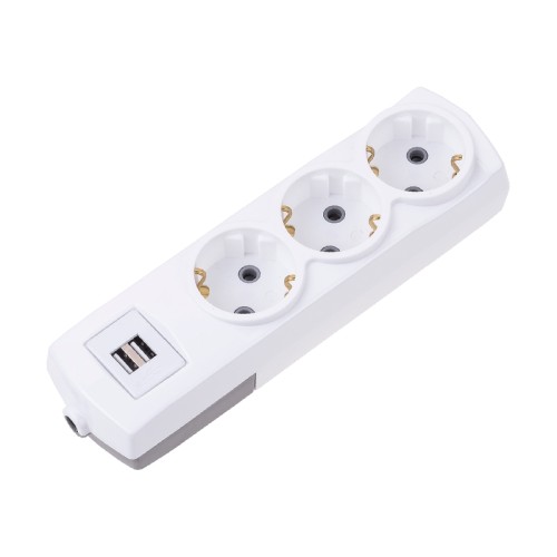 Удлинитель REXANT 13-4110 PREMIUM 3 гнезда, 3м, 3х1,5мм², с/з, 2 USB, белый