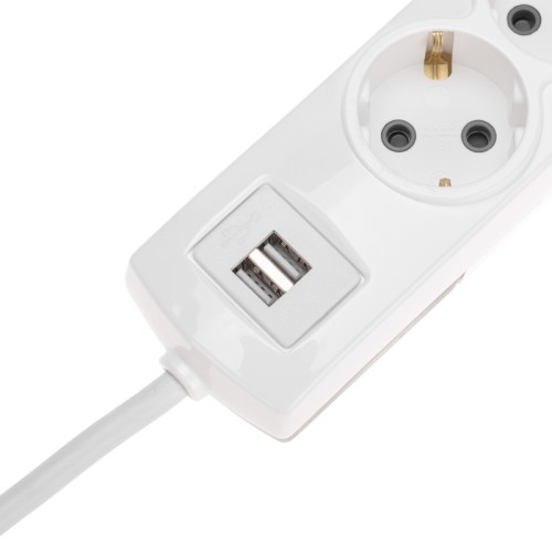 Удлинитель REXANT 13-4111 PREMIUM 3 гнезда, 5м, 3х1,5мм², с/з, 2 USB, белый - изображение 4