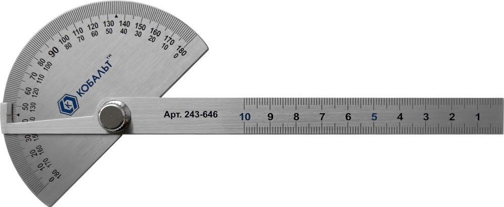 Угломер Кобальт 243-646 переставной с транспортиром, 150 мм