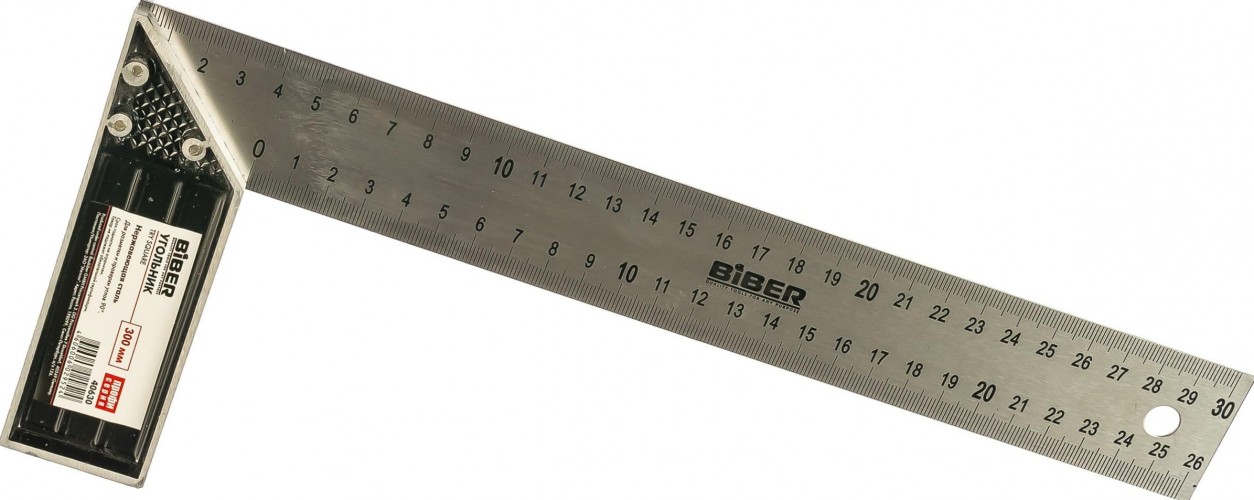 Угольник Biber ПРОФИ 300мм 40630 столярный с гравировкой тов-093466