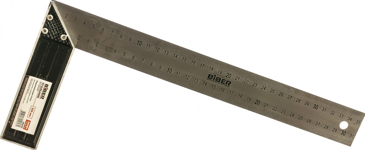 Угольник Biber ПРОФИ 350мм 40635 столярный с гравировкой тов-093467