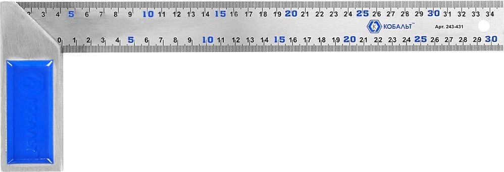 Угольник Кобальт 243-431 столярный 350 мм, нерж.сталь,чугунное основание