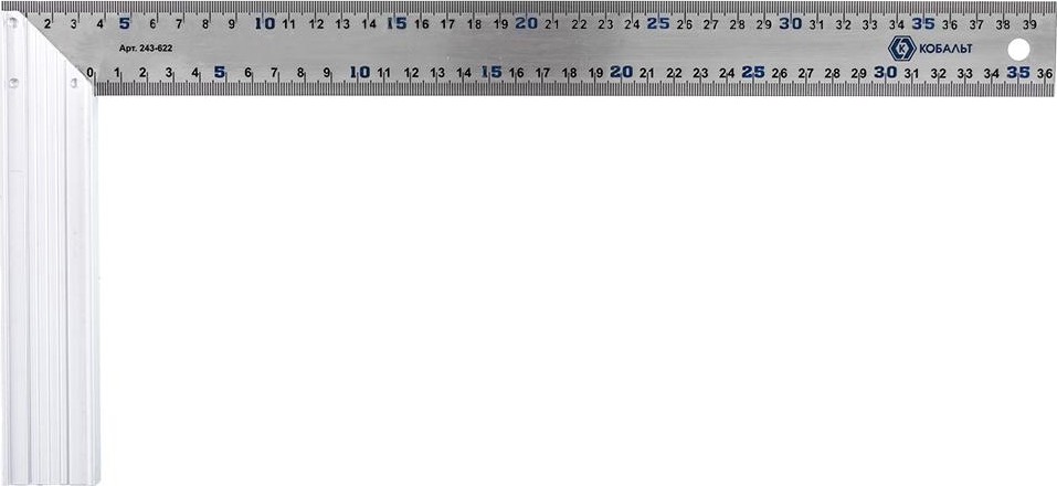 Угольник Кобальт 243-622 столярный 400 мм, нерж.сталь, алюминиевое основани