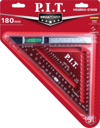 Угольник P.I.T. HSQR04-0180B Свенсона, плотницкий с пузырьковым уровнем, 180 мм - изображение 2