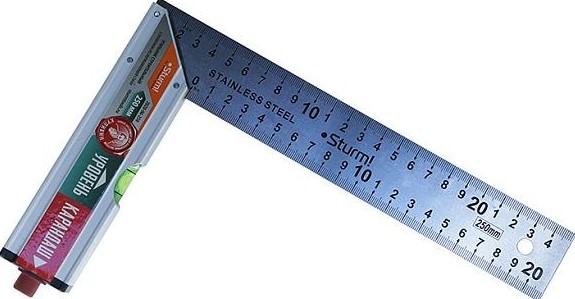 Угольник Sturm 2020-06-250 с уровнем и карандашом, 250мм, нерж.сталь - изображение 2
