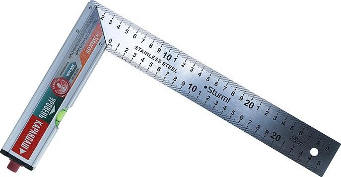 Угольник Sturm 2020-06-300 с уровнем и карандашом, 300 мм, нерж.сталь - изображение 2