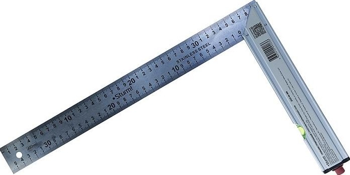 Угольник Sturm 2020-06-400 с уровнем и карандашом, 400 мм, нерж.сталь