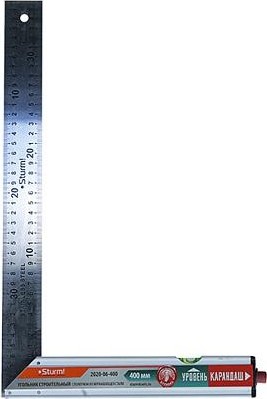 Угольник Sturm 2020-06-400 с уровнем и карандашом, 400 мм, нерж.сталь - изображение 2