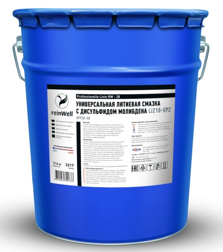 Универсальная литиевая смазка REINWELL RW-28+MoS2 с дисульфидом молибдена 17.5 кг 3217