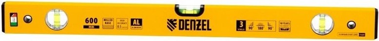 Уровень строительный DENZEL  600 мм, фрезерованный, 3 глазка, алюминиевый 33681 - изображение 2