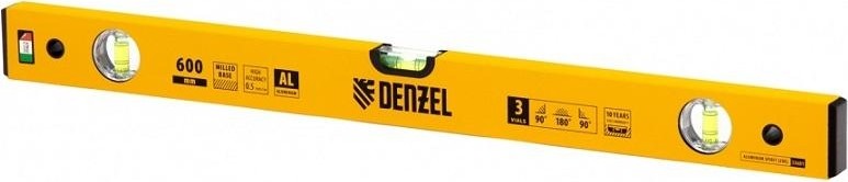Уровень строительный DENZEL  600 мм, фрезерованный, 3 глазка, алюминиевый 33681