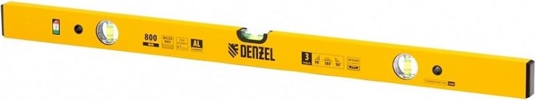 Уровень строительный DENZEL  800 мм, фрезерованный, 3 глазка, алюминиевый 33682