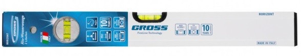 Уровень строительный GROSS 33670 алюминиевый, 400 мм, фрезерованный