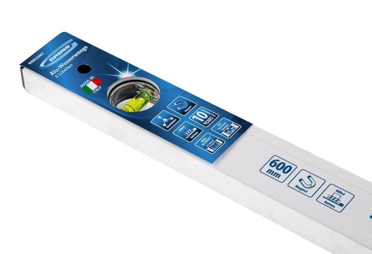 Уровень строительный GROSS 33671 алюминиевый, 600 мм, фрезерованный - изображение 2