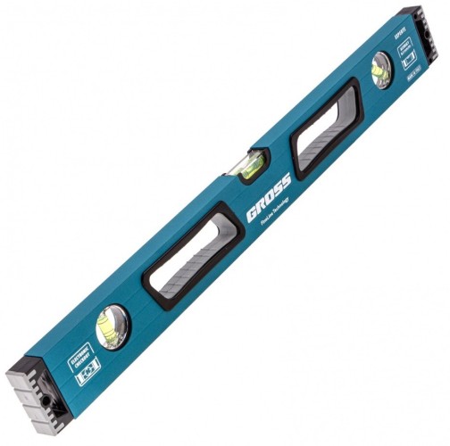 Уровень строительный GROSS 600 мм алюминиевый, усиленный с ударопрочными заглушками, 34326