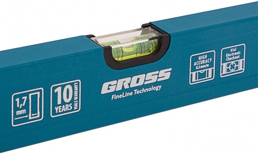 Уровень строительный GROSS 800 мм алюминиевый усиленный, 3 глазка// 33628 - изображение 2
