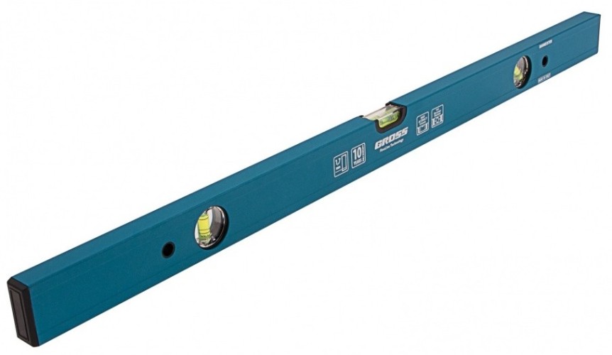 Уровень строительный GROSS 800 мм алюминиевый усиленный, 3 глазка// 33628