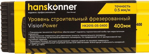 Уровень строительный HANSKONNER HK2015-05-0400 алюминиевый, 400 мм - изображение 3