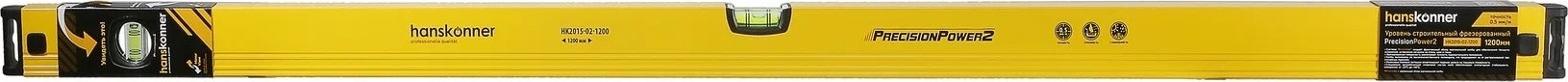 Уровень строительный HANSKONNER HK2015-02-1200 3 колбы, усилен, фрезеров., двойной обзор, 0,5мм/м - изображение 3