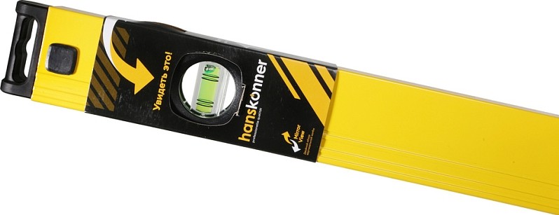 Уровень строительный HANSKONNER HK2015-02-1200 3 колбы, усилен, фрезеров., двойной обзор, 0,5мм/м - изображение 4