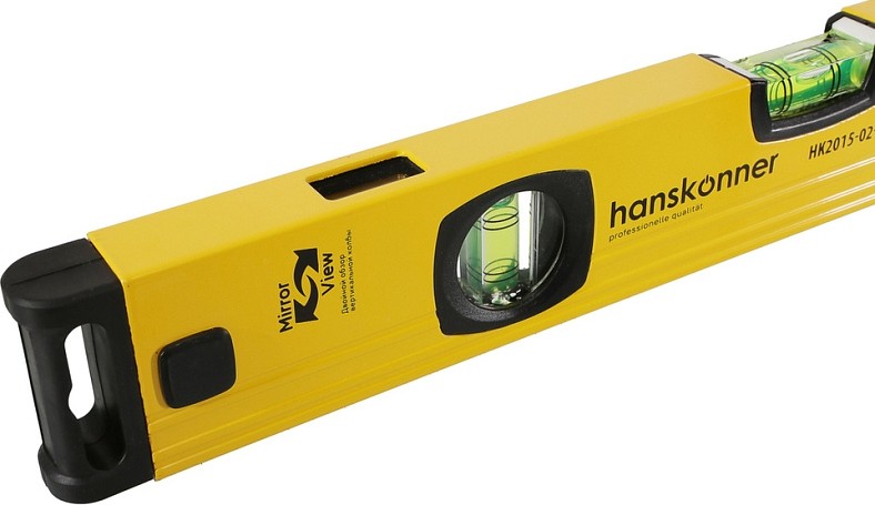 Уровень строительный HANSKONNER HK2015-02-0400 алюм.400мм,3 колбы,усилен,фрезеров., двойной обзор - изображение 4