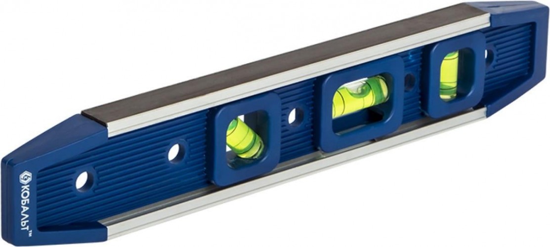 Уровень строительный Кобальт 243-356 225 мм, торпедо, 3 глазка, магнитный