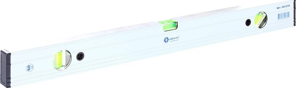 Уровень строительный Кобальт 243-219 экстра, 600 мм, профиль 23x59 мм, 3 глазка.