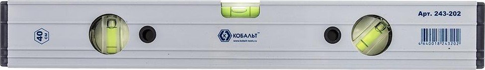 Уровень строительный Кобальт 243-202 экстра, 400 мм, профиль 23x59 мм, 3 глазка. - изображение 2