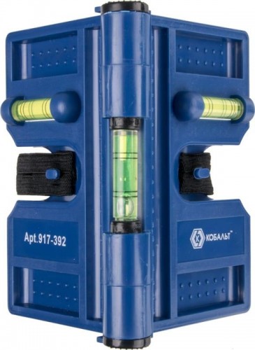 Уровень строительный Кобальт 917-392 угловой, 4 магнита, 3 глазка, пластиковый. - изображение 2