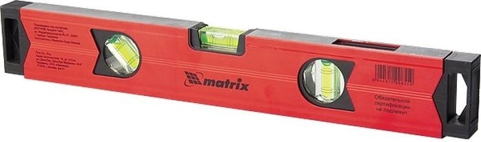 Уровень строительный магнитный MATRIX 400 мм алюминиевый, фрезерованный 3 глазка 34704