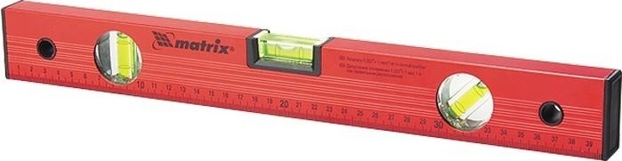 Уровень строительный MATRIX 1000 мм алюминиевый, 3 глазка, красный, линейка 33229