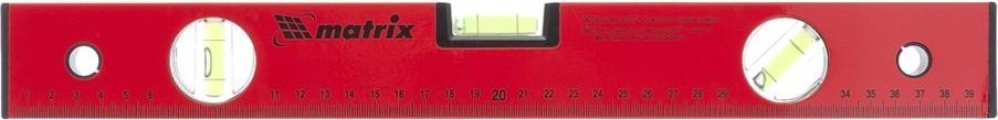Уровень строительный MATRIX 400 мм алюминиевый, 3 глазка, красный, линейка 33220